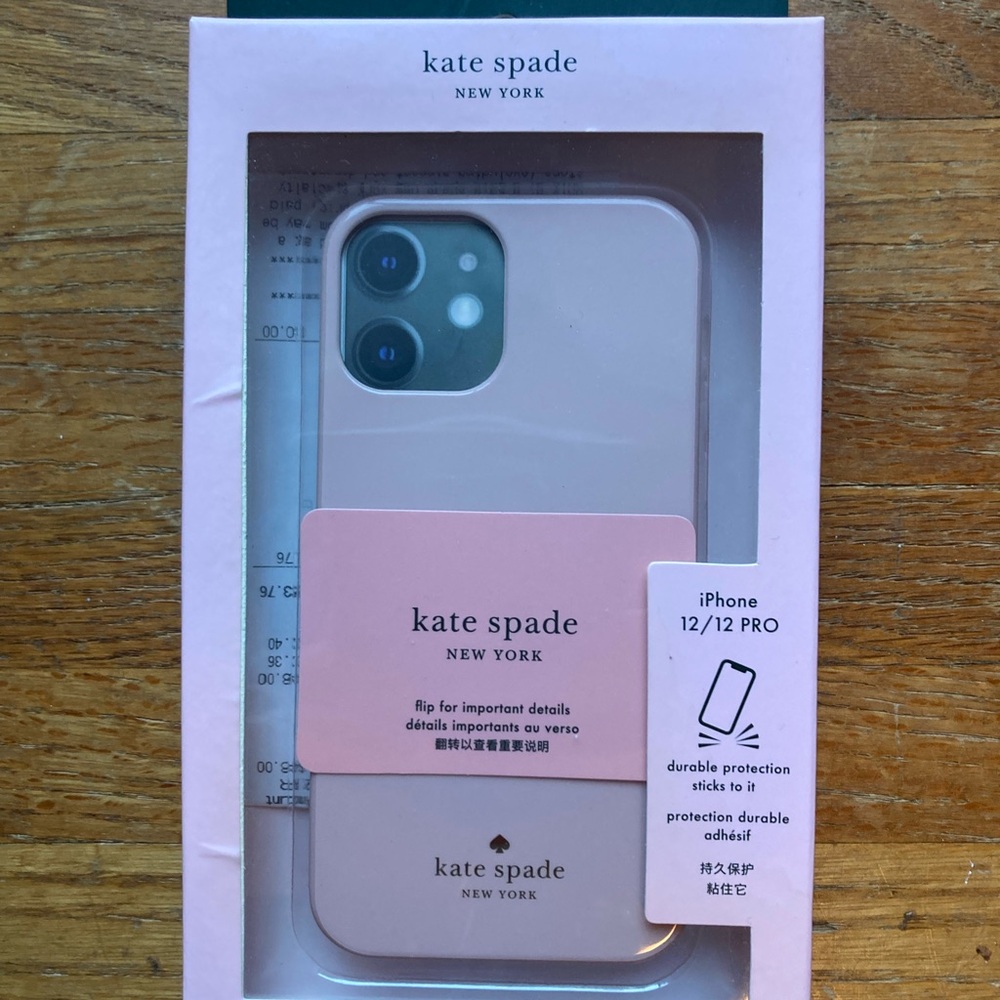 Kate Spade Pink Phone Case iPhone 12 - CASE ONLY, STICKER POCKET NOT INCLUDED